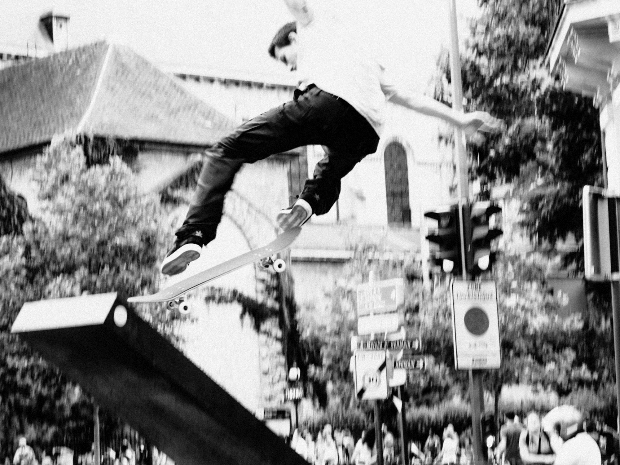 Man doing a trick on a skate board