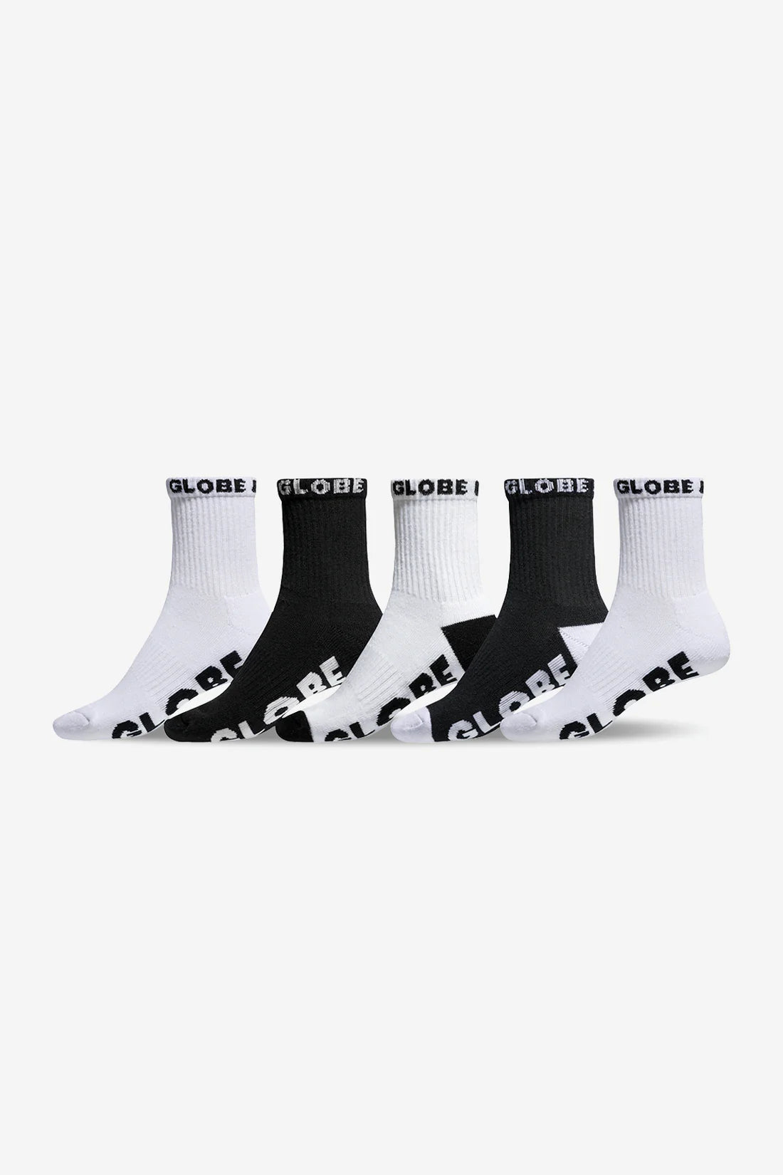 Large Quarter Sock 5 Pack (12-15) Black/White