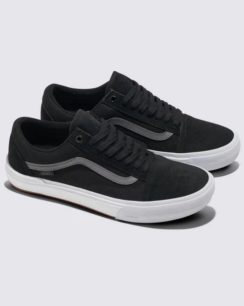 Black BMX Old Skool skate shoes with grey stripe and white soles